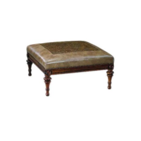 Turned Leg Square Ottoman