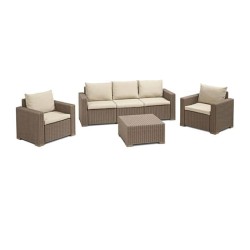 Bej Rattan Enjeksiyon Üçlü Koltuk Takımı