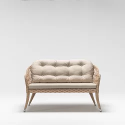 Double Sofa With Rattan Cushion