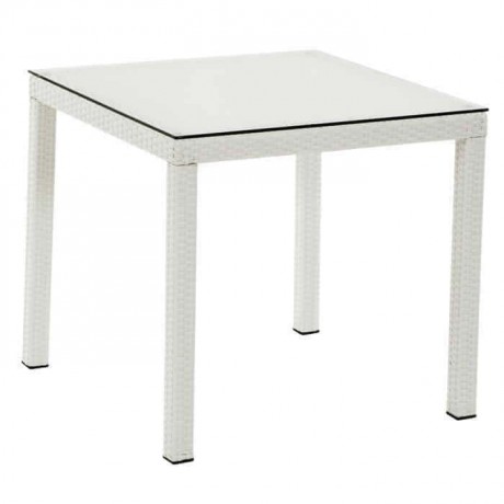 White Four-Leg Rattan Table