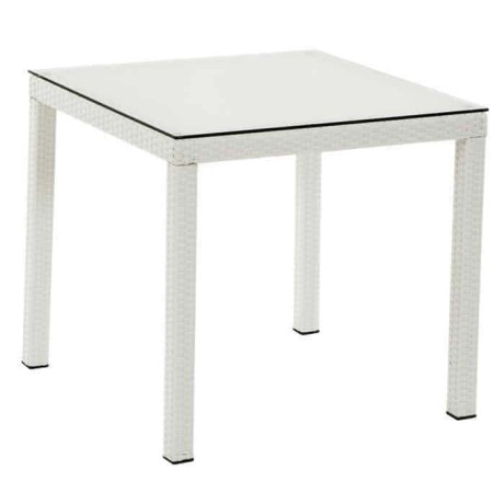 White Four-Leg Rattan Table