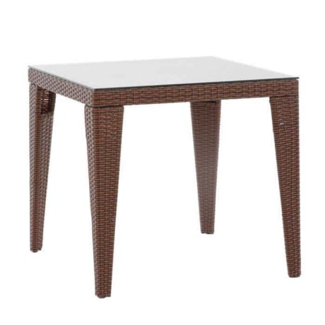 Kare 80x80cm Rattan Örmeli Bahçe Masa