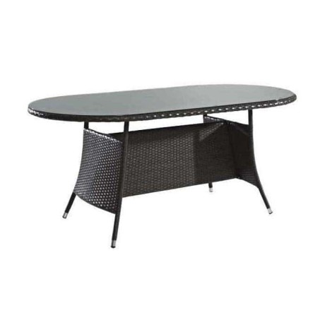 Dark Brown Round Rattan Table