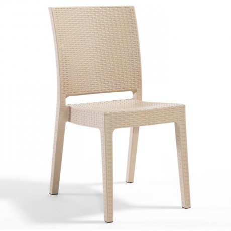 Cappuccino Rattan Looking Armless Plastic Injection Chair