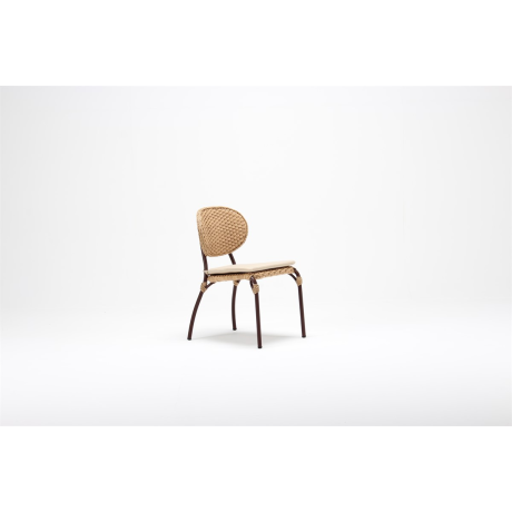 Brown Colored Cushion Rattan Chair