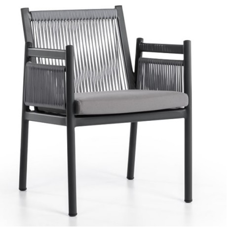 Antrasit Rattan Örgülü Gri Minderli Rattan Sandalye 1. Kalite Antrasit Rattan Örgülü Gri Minderli Rattan Sandalye 1. Kalite