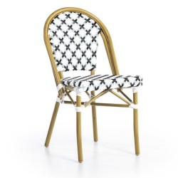 Beyaz Siyah Renkli Kablo Çapraz Desen Örgülü Rattan Sandalye Beyaz Siyah Renkli Kablo Çapraz Desen Örgülü Rattan Sandalye