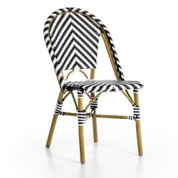 Beyaz Siyah Renkli Kablo Örgülü Rattan Sandalye Beyaz Siyah Renkli Kablo Örgülü Rattan Sandalye