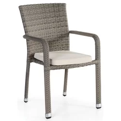 Dış Mekan Minderli Rattan Pvc Örgülü Klasik Rattan Sandalye