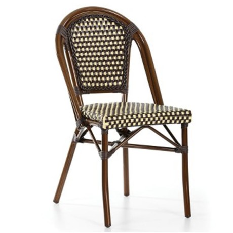 Brown Cream Colored Cable Braided Rattan chair