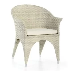 Armed Cream Cushioned Rattan Chair