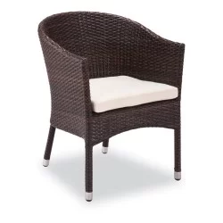 Cushioned Rattan Chair with Arms