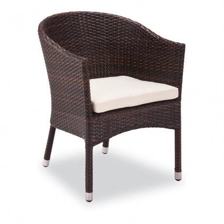 Cushioned Rattan Chair with Arms