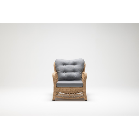 Wired Beige Armchair with Aluminum Frame