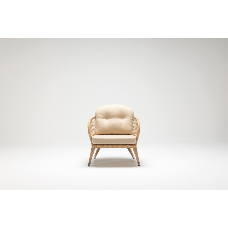 Wired Beige Armchair with Aluminum Frame