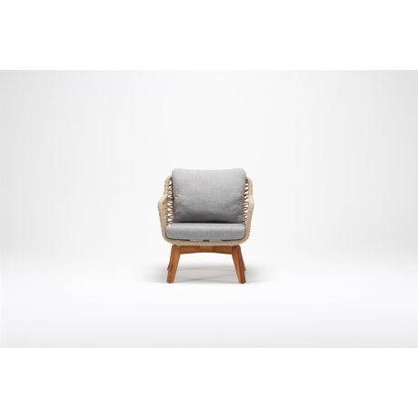 Wired Beige Armchair with Aluminum Frame