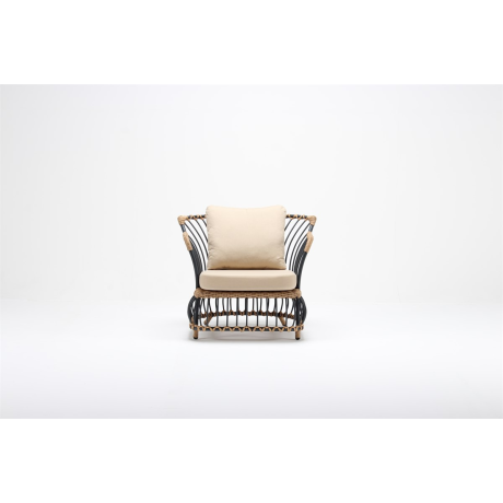 Wired Beige Armchair with Aluminum Frame