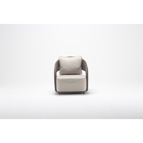 Wired Beige Armchair with Aluminum Frame