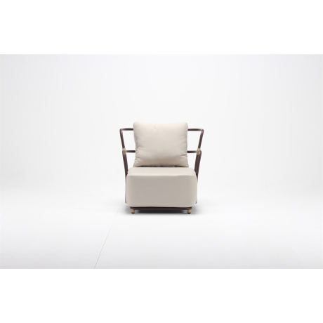 Wired Beige Armchair with Aluminum Frame
