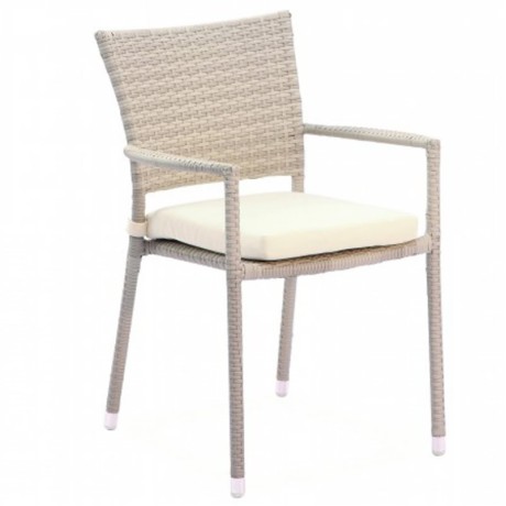 Rattan Görünümlü Pvc Örgülü Krem Bahçe Yazlık Villa Sandalyesi Rattan Görünümlü Pvc Örgülü Krem Bahçe Yazlık Villa Sandalyesi