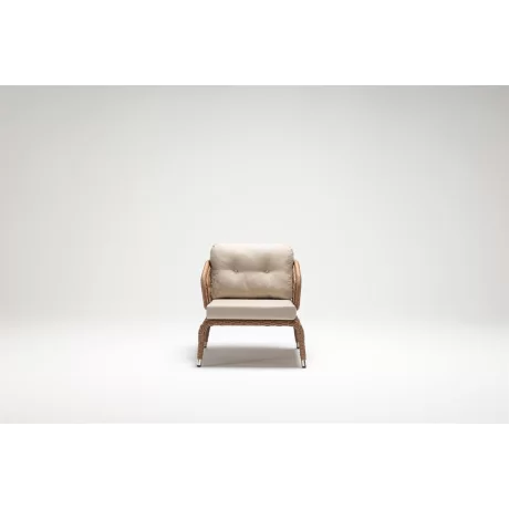 Wired Beige Armchair with Aluminum Frame
