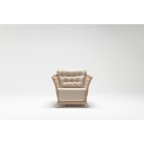 Wired Beige Armchair with Aluminum Frame