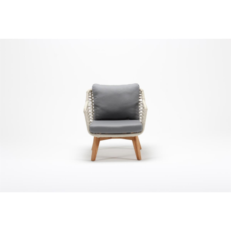 Wired Beige Armchair with Aluminum Frame