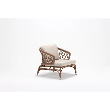 Wired Beige Armchair with Aluminum Frame