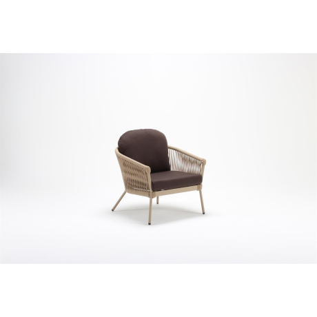 Wired Beige Armchair with Aluminum Frame