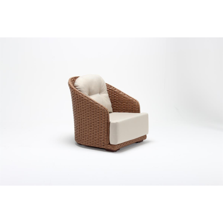 Wired Beige Armchair with Aluminum Frame