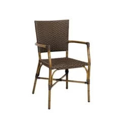 Bambu Kollu Kahve Rattanlı Cafe Sandalyesi