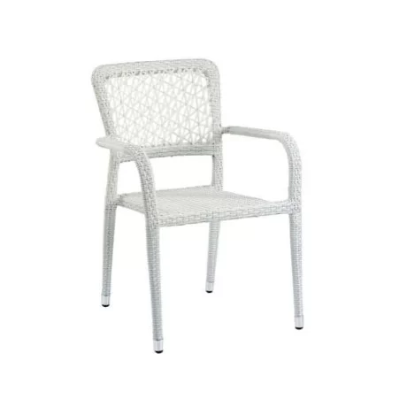 Ağ Rattan Kafe Qollu Stulu Ağ Rattan Kafe Qollu Stulu