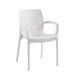 White Rattan Injection Arm Stuhl