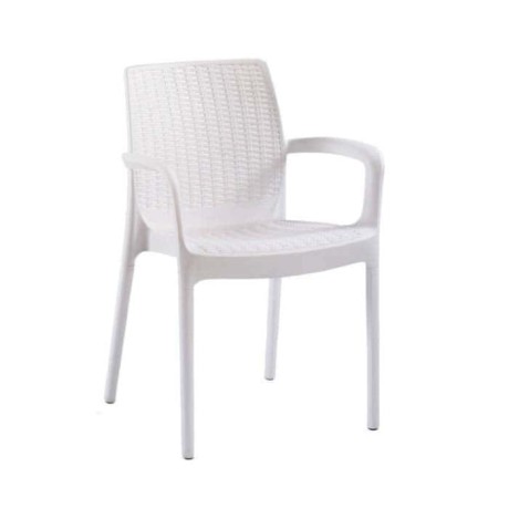 White Rattan Injection Arm Chair