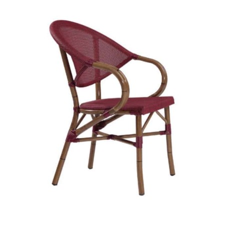 Bordo Meshli Bambu Kollu Sandalye Bordo Meshli Bambu Kollu Sandalye