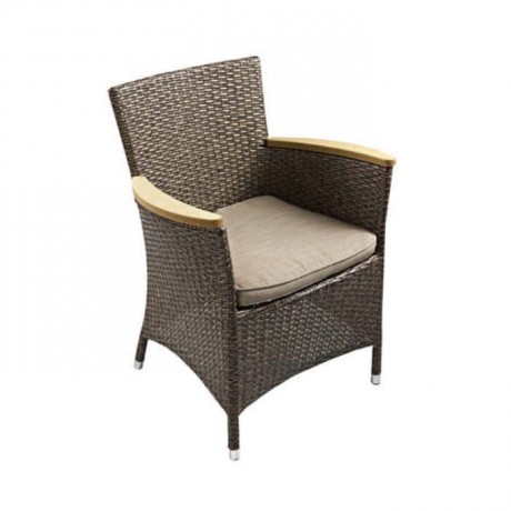 Brown Colored Rattan Cafe Armchair