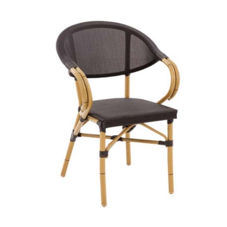 Mesh Bamboo Cafe Arm Chair