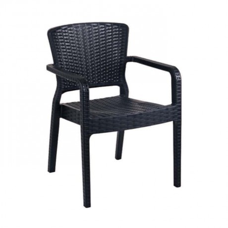 Black Colored Rattan Injection Arm Chair