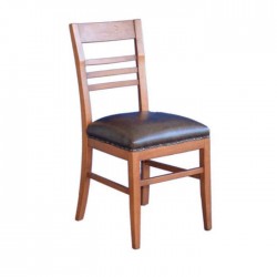 Antique Black Bright Leather Upholstered Rustic Restoran Chair