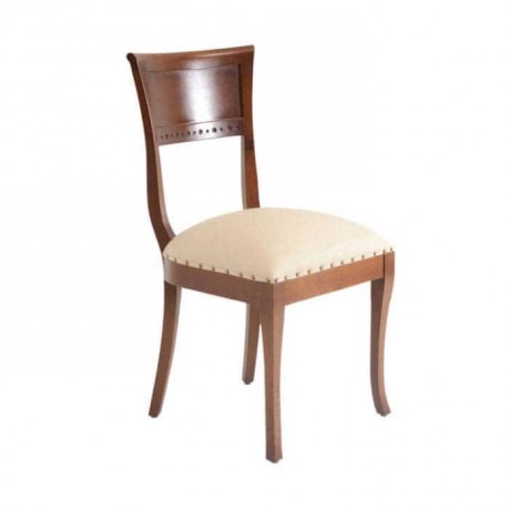 Wooden Walnut Colorful Cream Upholstered Restaurant Chair