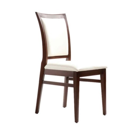 White Nubuck Fabric Upholstered Dark Antique Restaurant Chair