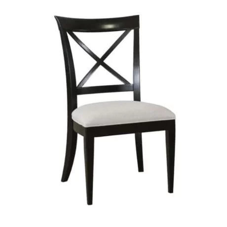 Chaise rustique laquée noire à lattes croisées Chaise rustique laquée noire à lattes croisées
