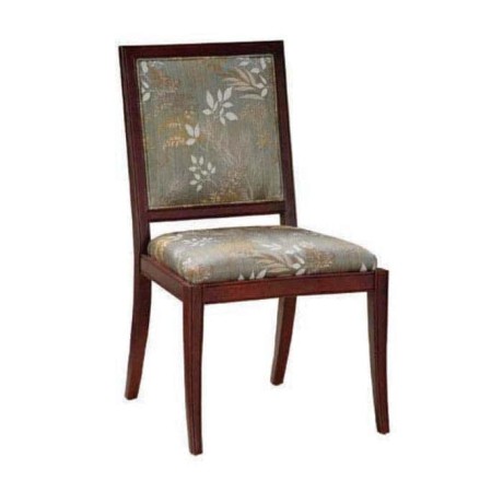 Gray Fabric Flower Patterned Wooden Rustic Chair