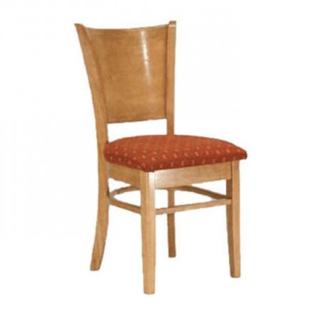 Kontralı Desenli Bordo Kumaşlı Cilalı Rustik Sandalye