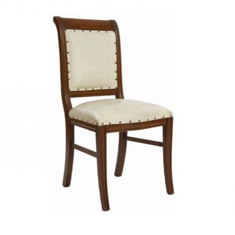 Cream Leather Upholstered Antique Chair