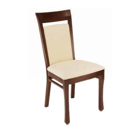 Cream Leather Upholstered Dark Wood Painted Rustic Chair