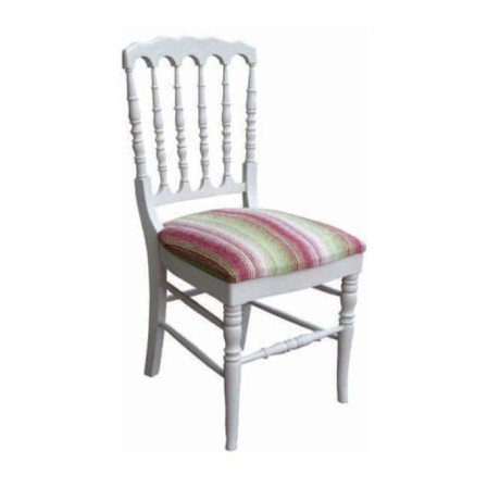 Turned Leg White Lacquered Wooden Chair