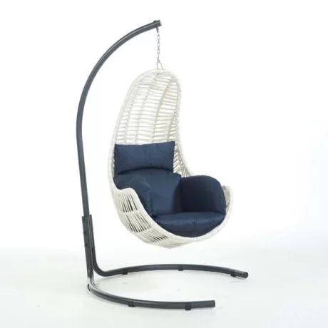 Balançoire de chalet de jardin avec balcon rembourré blanc marine nid d'oiseau Balançoire de chalet de jardin avec balcon rembourré blanc marine nid d'oiseau
