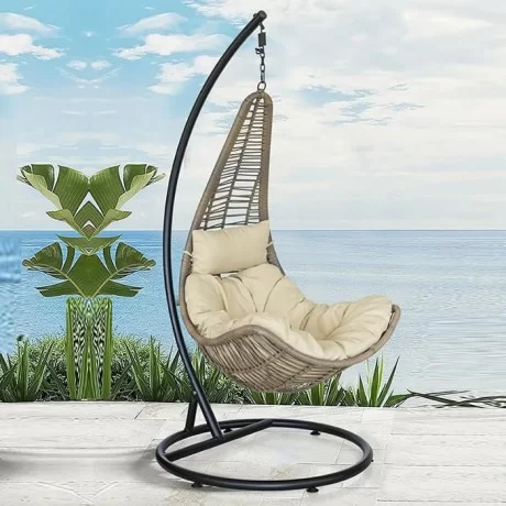 Plastic Rattan Braided Single Person Swinging Hanger Plastic Rattan Braided Single Person Swinging Hanger
