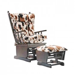 Tiger Pattern Fabric Upholstered Polished Rocking Chair